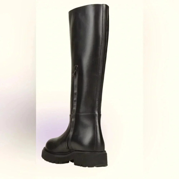 Cavalli Class Black  Knee high Calf skin Leather Combat Boots Sz 8 - Picture 3 of 17